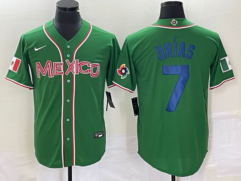 Men 2023 World Cub Mexico #7 Urias Green blue Nike MLB Jersey1->more jerseys->MLB Jersey
